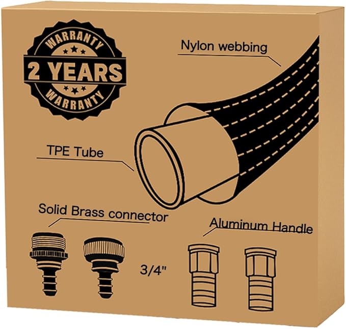 10FT Lightweight Garden Hose,Flexible Water Hose with Solid Brass Head,Kink-Free,Collapsible Hose,High Pressure Flat Water Hose for RV,Boat,Car Wash,Garden,Yard,Camper,Outdoor (Orange-Black, 10 Feet)