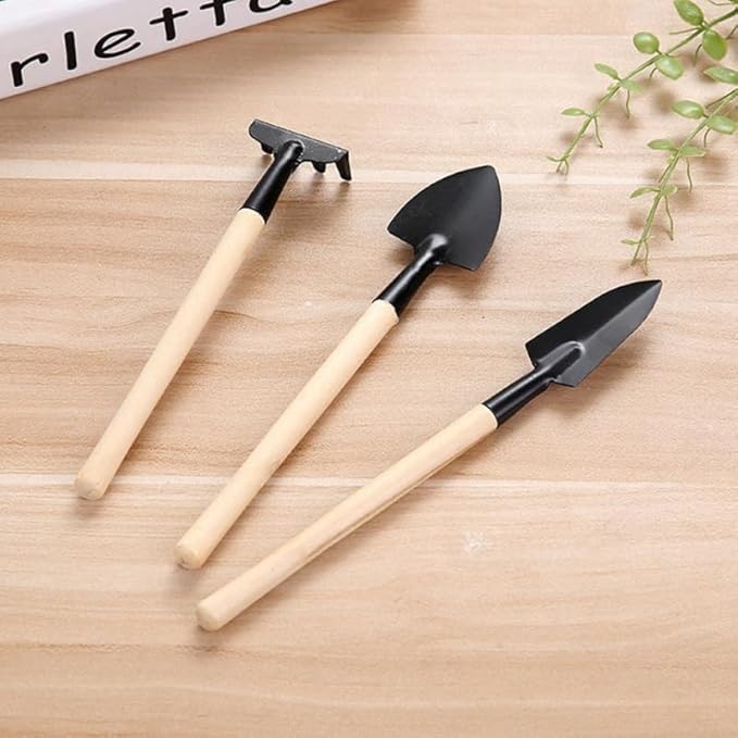 Garneck 8 Sets Mini Gardening Tools with Metal Rake Trowel and Shovel - Succulent Potting Planting Kit for Indoor - Small Gardening Tools for Cultivating Weeding Transplanting
