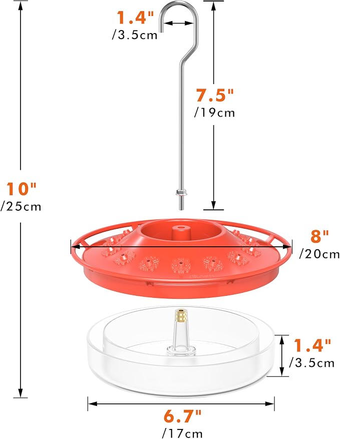 iBorn Double Suet Feeder,Suet Cake Cage Bird Feeder for Outdoors Hanging Easy-Clean & Refill,Black(Pack of 1)+ Hummingbird Feeder with 14 Bee Guard Ports,13 OZ,Red,2 Pack