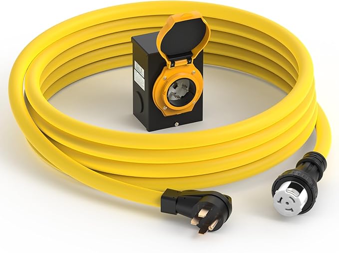 TOOLIOM 50 Amp Generator Power Inlet Box, NEMA SS2-50P Power Inlet Box for 3 Prong Generator Cord, 125/250 Volt, Up to 12500 Watts, Weatherproof Generator Inlet Box with Light Indicator, ETL Listed
