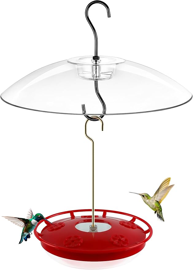 FEED GARDEN 16oz Hummingbird Feeder for Outdoors – Leak-Resistant with Rainproof Dome, Ant Moat & 5 Feeding Ports, Easy Fill & Clean Hanging Nectar Feeder