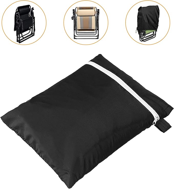 Uranshin Outdoor Furniture Cover Waterproof 2PCS, Zero Gravity Chair Covers, Folding Patio Chair Covers All Weather, Dustproof Anti Gravity Chair Cover with Storage Bag, 28" W x 13" D x 43" H, Black