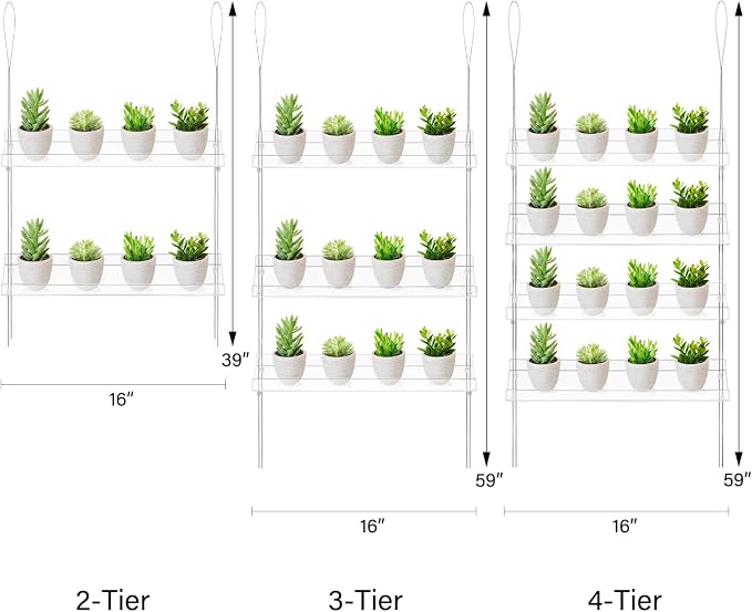 Sumerflos 2-Tier Acrylic Window Boxes Plant Shelves for Window of Kitchen, Bedroom, Living Room, 16 Inch Wall Flower Double Hanger Boxes Adjustable Hanging Shelves for Indoor Plants, Succulents