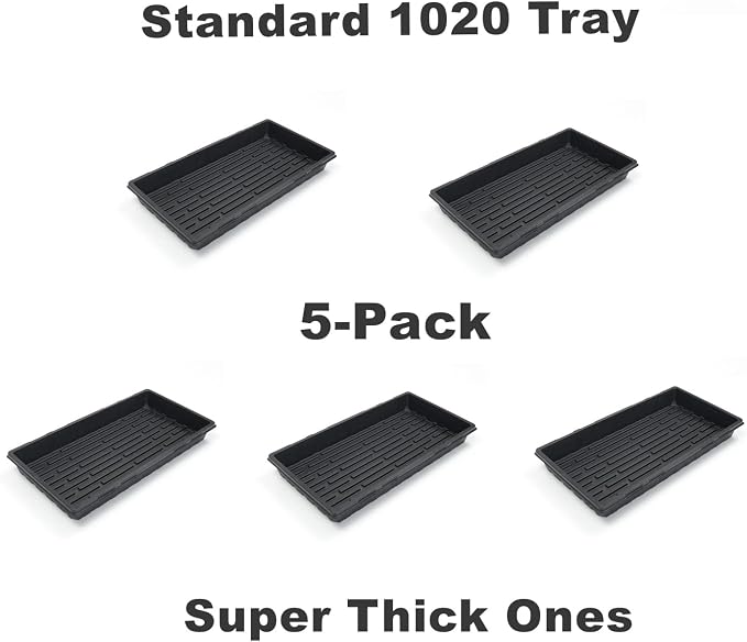 RooTrimmer Plant Growing Nursery, Standard 1020 Trays Plastic Sturdy Farmer Self Seedling Tray for Microgreens Indoor Nursery Pots Transplantation (5-Pack, 21.6"×11.2", 2.52" Deep, no Holes)