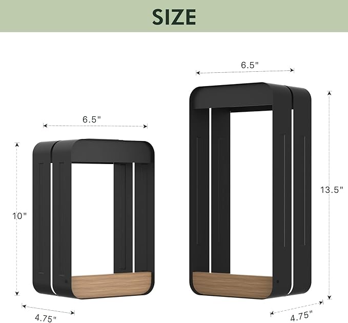 Grand patio Outdoor Solar Wall Sconce Shelf Planter, Decor LED Waterproof Wall Light Lamp with Woodgrain for Patio, Porch, Solar Energy, Black (S-Rectangle)