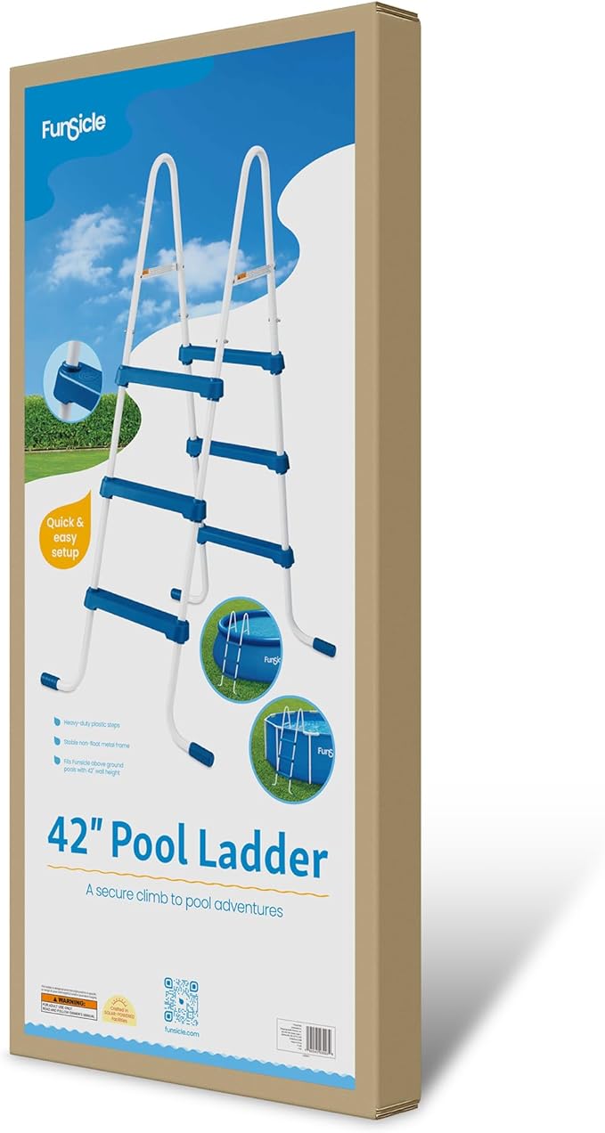Funsicle 42" SureStep Pool Ladder, for Above Ground Swimming Pools, Blue & White