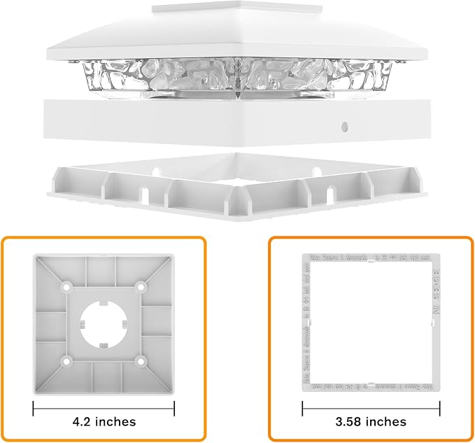 Solar Post Cap Lights Outdoor 12pack, White Waterproof Solar Powered Deck Fence Post Lights Fit 4x4 Wood/Vinyl Posts, Bright Warm White Solar Post Lights Decorate Deck, Patio, Porch, Fence