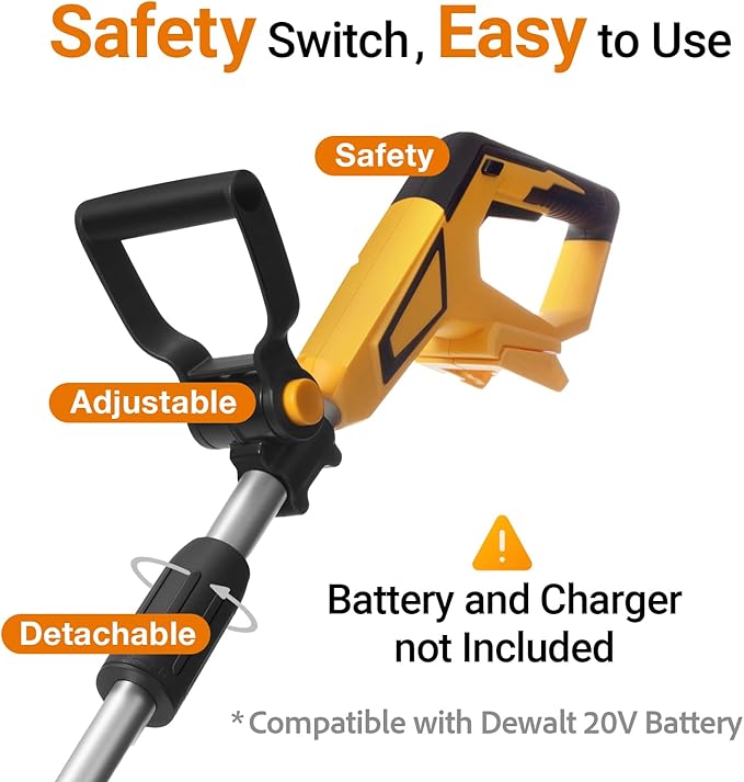 Brushless Tiller Cultivator Compatible with Dewalt 20V Battery(Tool Only), 8.9In Tilling Width and 7.1In Depth Cordless Electric Garden Tiller, Battery Powered Rototiller for Lawn/Gardening