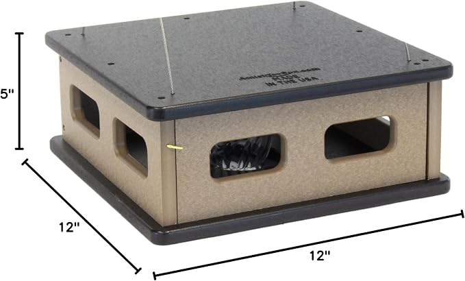 Bluebird Feeder - Hanging Block House Mealworm Feeder for Bluebirds - Amish-Made with Poly Lumber (Black and Weathered Wood)
