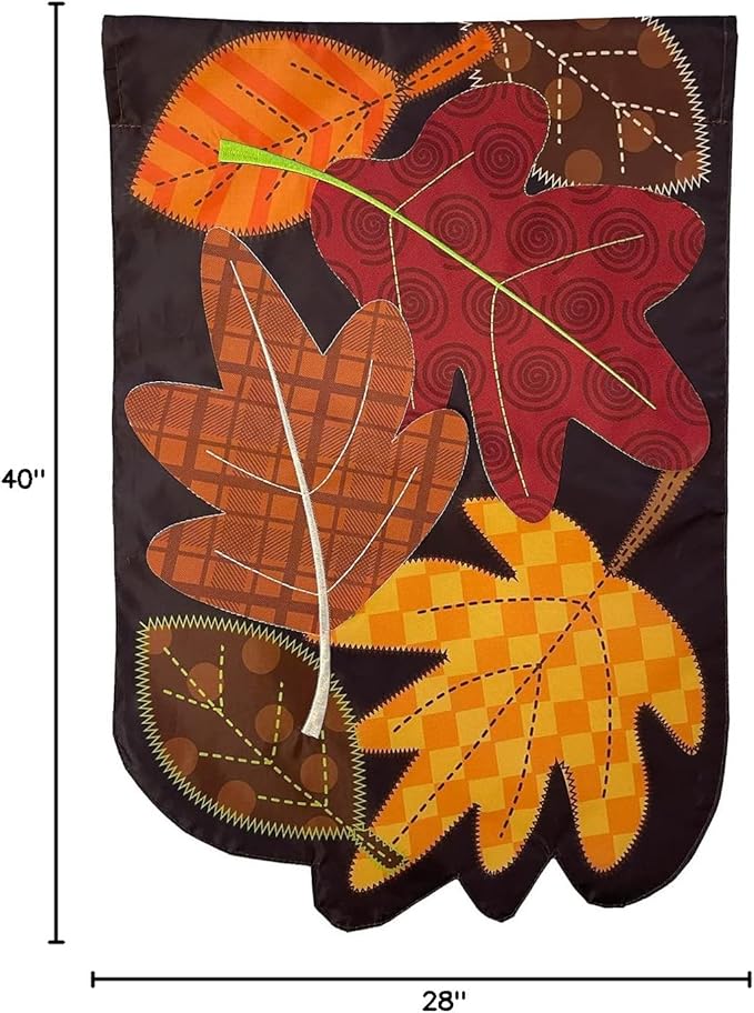 Fallen Leaves Applique Autumn House Flag 28" x 40" Briarwood Lane