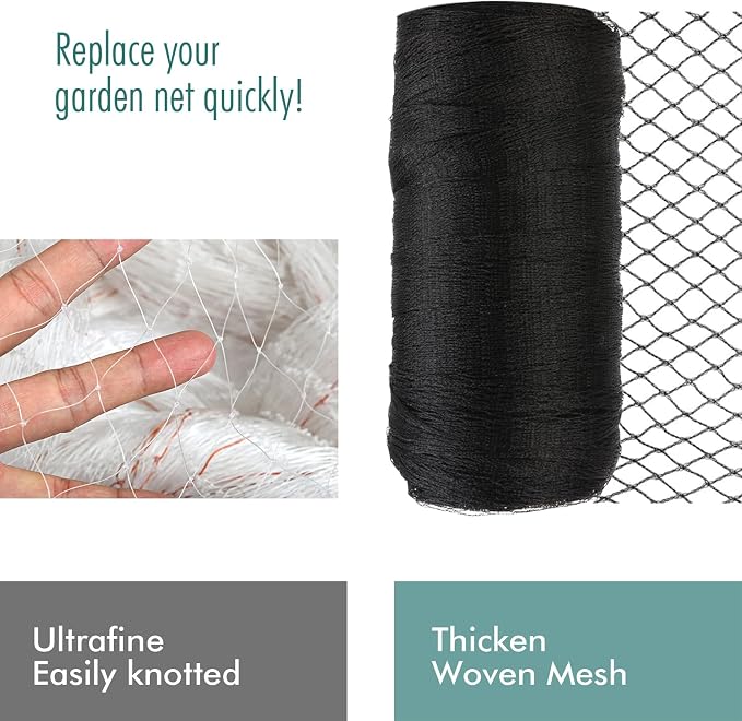 Bird Netting for Garden, Fetanten 7.5 x 65 FT Netting for Garden Protection Vegetables Fruit Trees Blueberry from Birds Deer Poultry, Heavy Duty Woven Mesh Net Animal Fencing with Ties and Staples