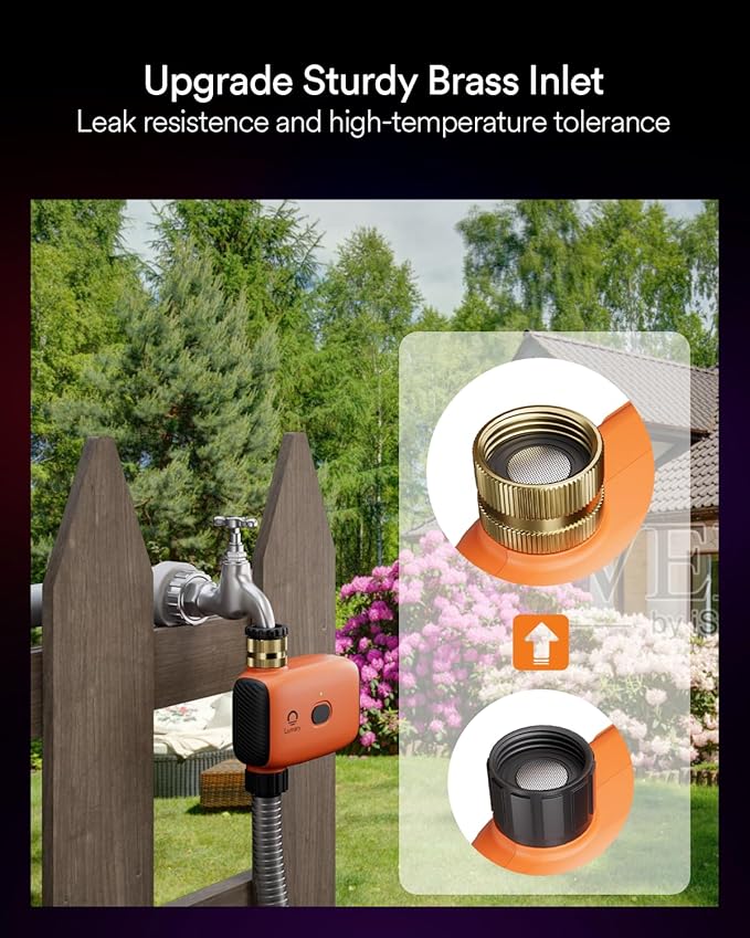 Lumary WiFi Water Timer for Garden Hose with Hub, Battery Sprinkler Timer for Watering Brass Inlet Outdoor, Rain Delay/Remote/Manual/Auto Drip Irrigation System Programmable Faucet, Work with Alexa
