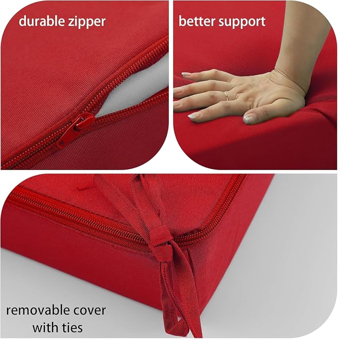Outdoor Cushions for Patio Furniture, Outdoor Seat and Back Cushion, Waterproof Hampton Bay Deep Seat Replacement Couch Cushions for Garden Lawn, 28.5x28.5 Red