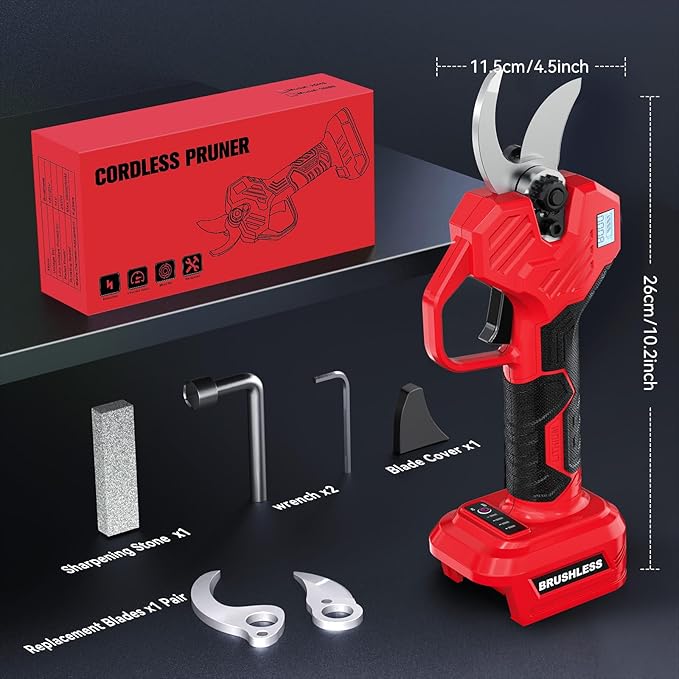 MtiolHig Electric Pruning Shears Compatible with Milwaukee 18v, 26000RPM Cordless Pruning Shears with Brushless Motor, LCD Display, Adjustable Cutting Diameter 0.8-2 Inch for Tree Trimmer (Tool Only)