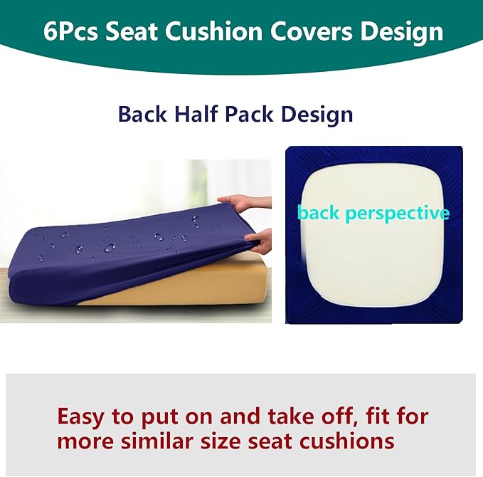 Outdoor Cushion Covers Replacement 14 Pcs Patio Cushion Covers fit for 7Pieces 6-Seater Wicker Rattan Sectional Couch Sofa Outdoor Cushion Slipcovers Set Seat and Back Cover Only, Blue