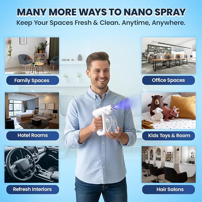 Professional K12 Nano Spray Gun, Multipurpose Face Mist Sprayer, ULV Fogger Machine Disinfectant Spray & Barber Mist Sprayer, Portable & Rechargeable Disinfecting Alcohol Spray Bottle for Sanitizing