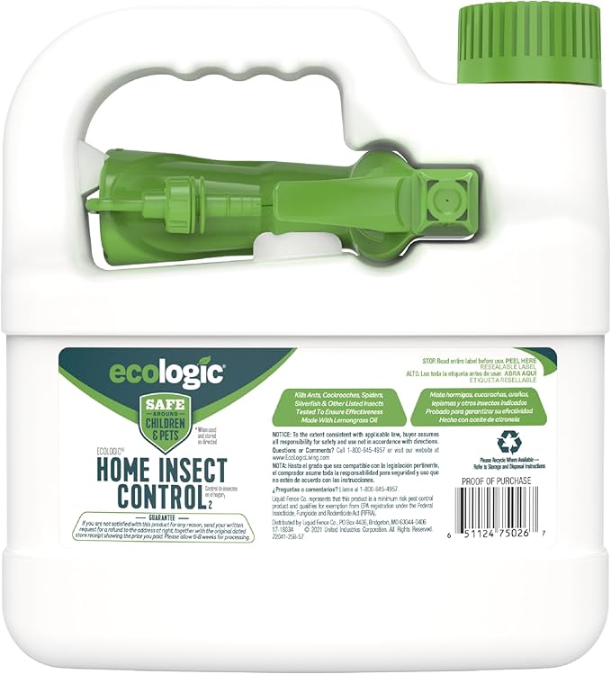 EcoLogic Home Insect Control 64 Ounces, Ready-To-Use Spray, Kills Ants, Cockroaches And Spiders