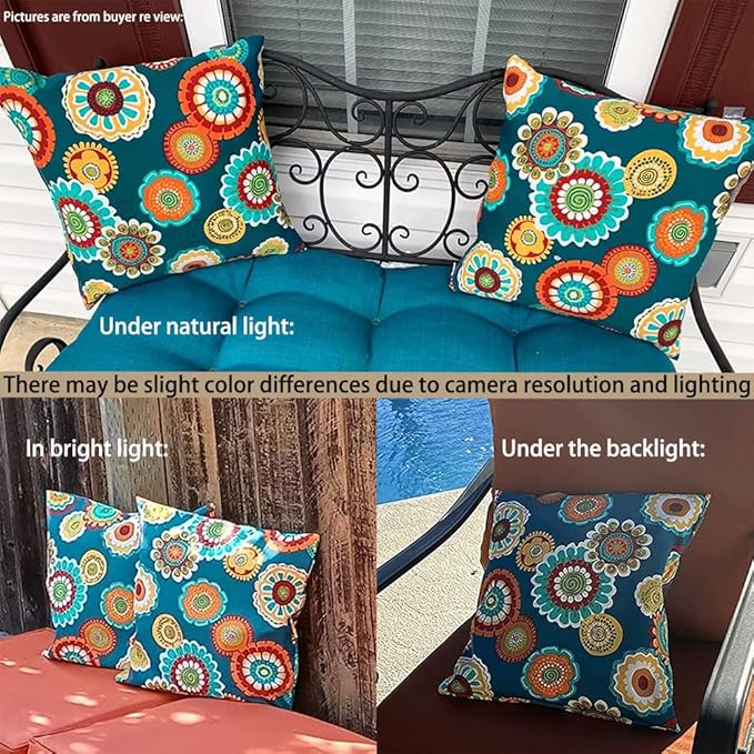 Magpie Fabrics Pack of 2 Outdoor Lumbar Pillow Case Covers 12"x20", Waterproof Rectangular Throw Pillowcase Shell Decorative Sham for Patio Garden Couch - Floral Green
