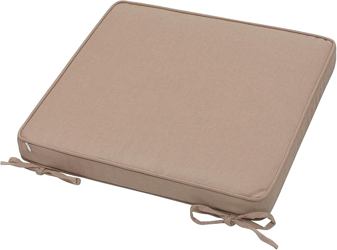 Magpie Fabrics Square Corner Seat Cushion, 18" x 18" x 2.5", 2 Pack, Indoor/Outdoor Waterproof Weather Resistant Universal Chair Pads for Patio Garden Dining - Khaki