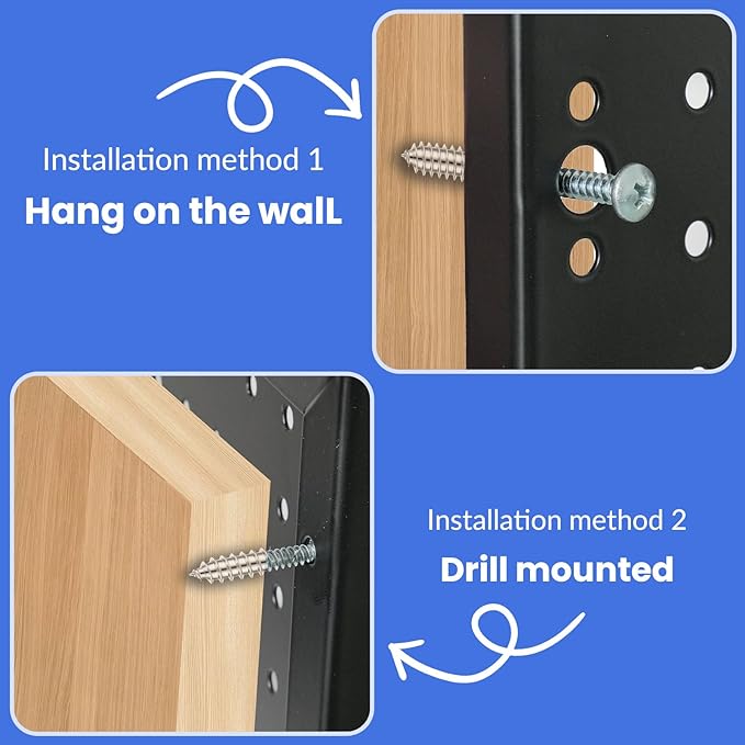 Heavy Duty Steel 4 Panel Metal Peg Board, Wall Pegs for Garage Organization, Garden Tools Storage (Black,32" X 24")