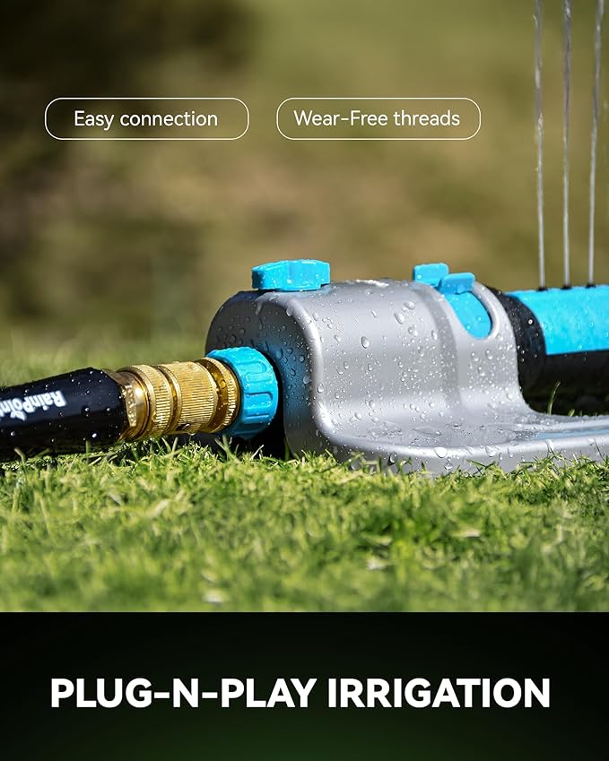 RainPoint Garden Hose Quick Connectors, Heavy Duty Solid Brass 3/4 Inch GHT, Universal Leak-Proof Fittings for Easy Water Hose Connection (4 Sets)