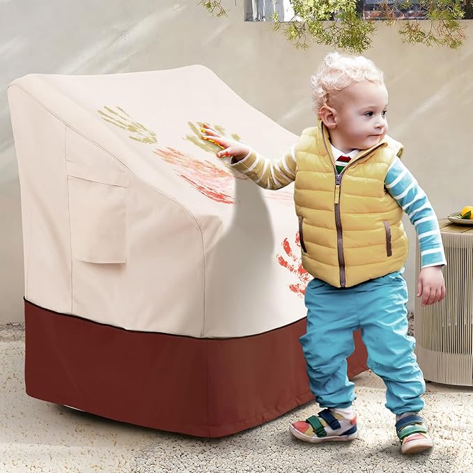 COSFLY Patio Furniture Covers 2 Pack, 600D Waterproof Outdoor Chair Covers for Deep Chairs, All-Weather UV Resistant Protection with Adjustable Straps & Air Vents, Fits up to 32" W x 37" D x 36" H