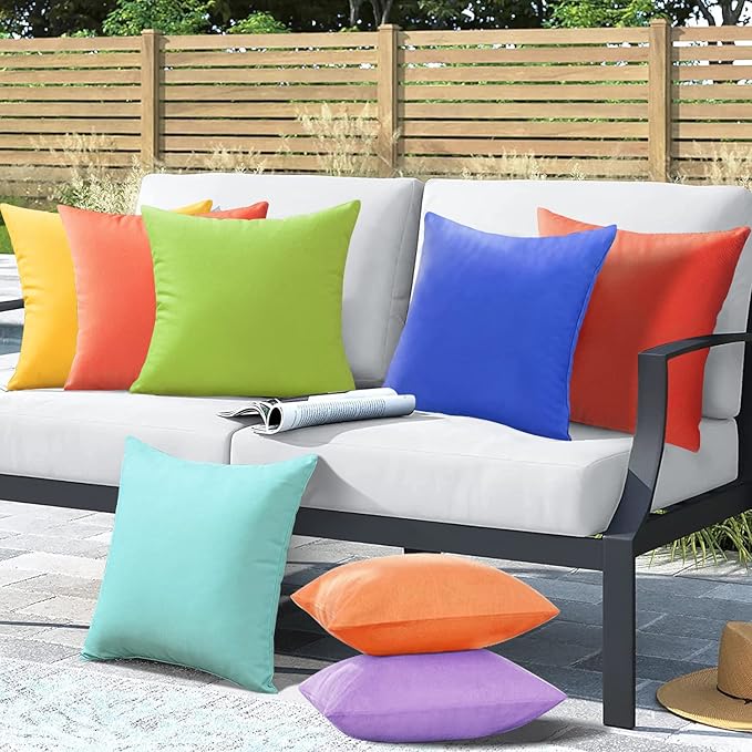 VAKADO Outdoor Waterproof Throw Pillow Covers 18X18 Set of 2 Decorative Pumpkin Patio Furniture Cushion Cases Outside Decor for Couch Garden Bench Porch