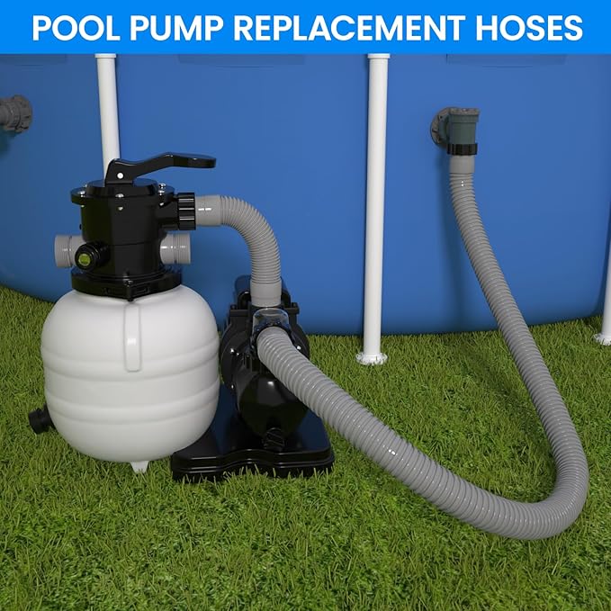 1.5" x 40" Pool Hose Replacement, Pack of 2 - Compatible with Above Ground Pools Filter Pump Hoses, Sand Filters, Saltwater Systems (1,500-2,500 GPH), Grey