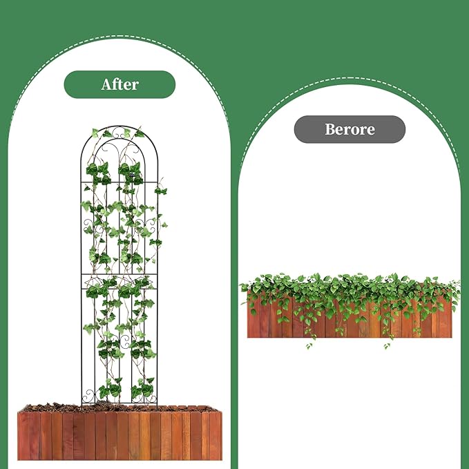 2 Pack 78.7" x 19.6" Iron Arch Decoration Garden Trellis, Metal Climbing Plant Trellis for Heavy Vines, Roses, Flowers, and Vegetables, Perfect for Gardens, Lawns.