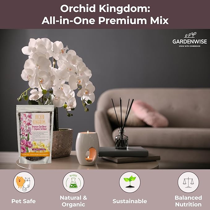 GARDENWISE Orchid Potting Mix – Orchid Bark, Sphagnum Moss, Tree Fern & Perlite for Repotting Phalaenopsis Orchids, Indoor Plants, Orchid Soil Medium – Sustrato para Orquídeas (5 Quart)