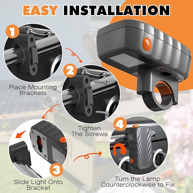 OATISLife Grill Light Mounting Bracket Kit, 1 Round & 1 Square Bracket, Compatible with Grill/Griddle Handles from 1-1.4 Inches in Diameter, Only Fits for OATISLife Grill Light