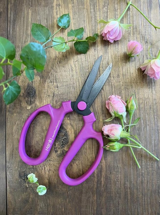 Garden Pruning Scissors Carbon Steel Blades 7.6 Inch Bougainvillea - Hot Pink