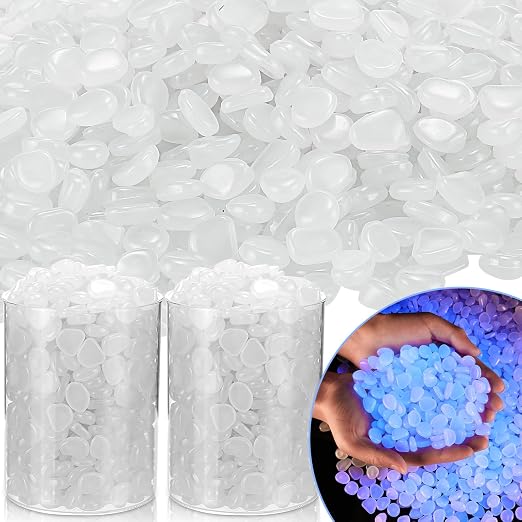 Sasylvia 6000 Pcs Glow in the Dark Rocks Glow in the Dark Pebbles Glowing Rocks for Garden Outdoor Glowing Fish Tank Pebbles Luminous Stone for Outdoor Yard Patio Aquarium Landscaping (White)