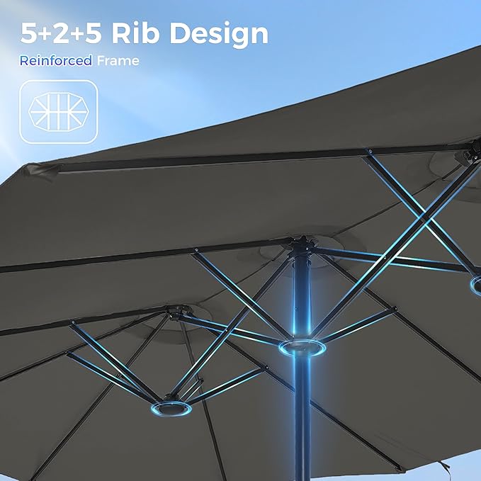 SUPERJARE 13FT Outdoor Umbrella for Patio, Double sided Pool Umbrellas with Fade Resistant Canopy, Large Table Umbrella for Deck, Market, Backyard - Dark Gray
