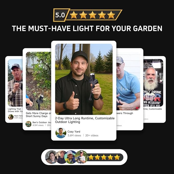 Solar Spot Lights Outdoor, Adjustable Beam Focus Uplights for Trees, Waterproof Separate Panel Bright Spotlight, LED Warm White & Daylight Selectable for House Exterior Flag 2 Pack