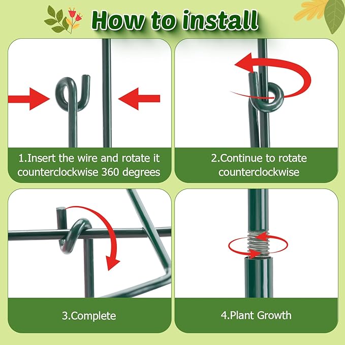 6 Pack 16 x 24 inch Peony Cages and Supports,Metal Grow Through Plant Supports for Outdoor Plants,Flowers Support Rings Top-Heavy Plant Brace Support Hoop for Vegetables,Rose,Tomato,Orchids