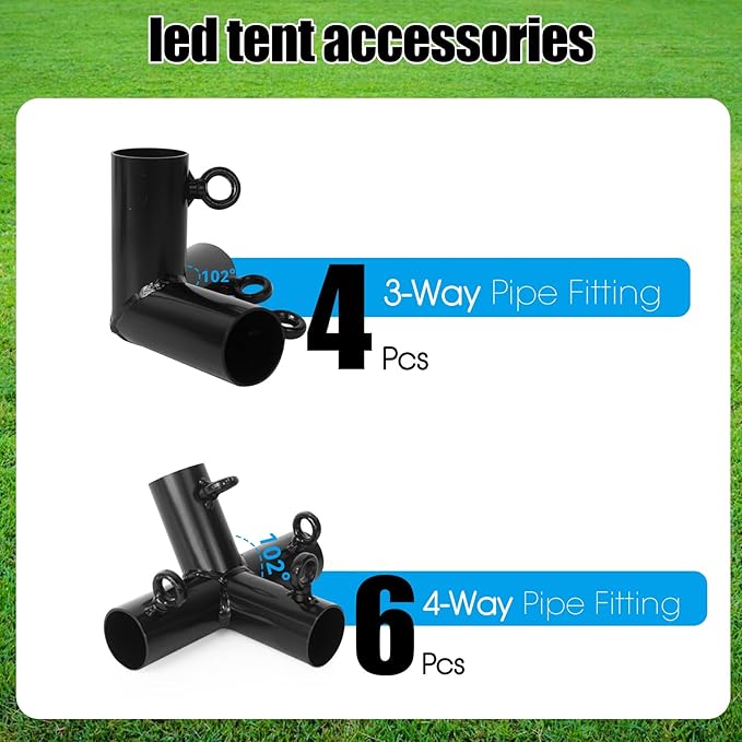 Aoneky 1 3/8'' Corner Flat Roof Canopy Fitting Couplers Kit - Frame Carport Connectors (10 Legs)