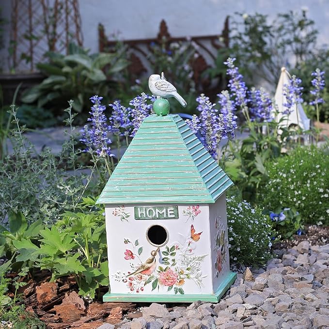 Vintage Hanging Birdhouses for Outdoors Metal Bird Houses for Outside Unique Bird Nest for Bluebird Wren Chickadee Sparrow Bird Nest Box for Garden Patio