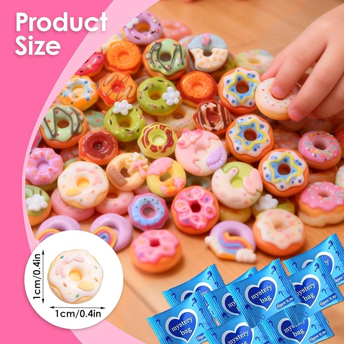 Mini Glow In The Dark Animal Resin Models, Resin Animals Mystery Bags, Individually Wrapped Blind Bags Tiny Animal Figurines, Collectible Mini Animals For Fairy Garden, DIY Crafts (50, Doughnut)