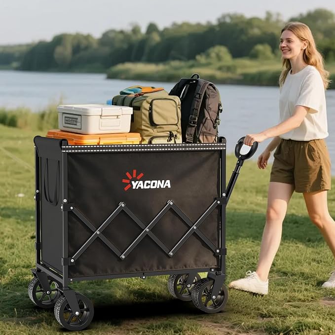 360LBS Wagons Carts Foldable, 240L Lightweight Wagon with All Terrain Wheels, Collapsible Wagon Cart for Grocery, Camping, Beach, Garden & Sports