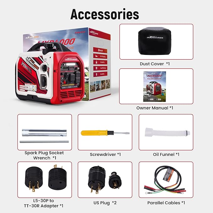 maXpeedingrods 4000 Watt Portable Inverter Generator Gas Powered, with CARB Compliant, App Remote Data Monitor, Compact and Lightweight for Outdoor Camping, Family Power Failure in Extreme Weather