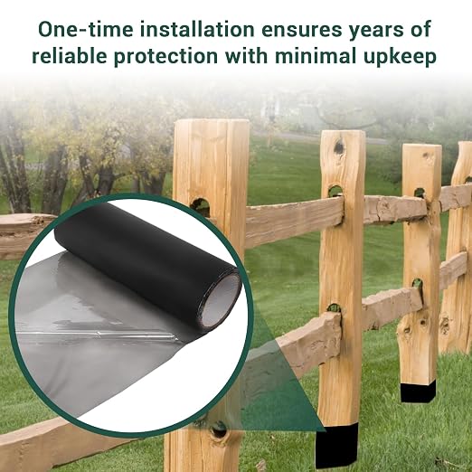 Self-Adhesive Fence Post Wrap, Waterproof Duty Tape for Wood Rot Protection, Trimmable Guard Shield,13.1ft×11.8Inch(1 Roll)