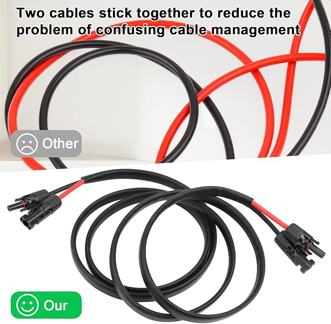 10 AWG Solar Extension Cable 5FT, Flexible Solar Panel Wire with Male to Female Connector Parallel Tinned Copper Wire for Solar Panel, Automotive, RV, Boat, Outdoors