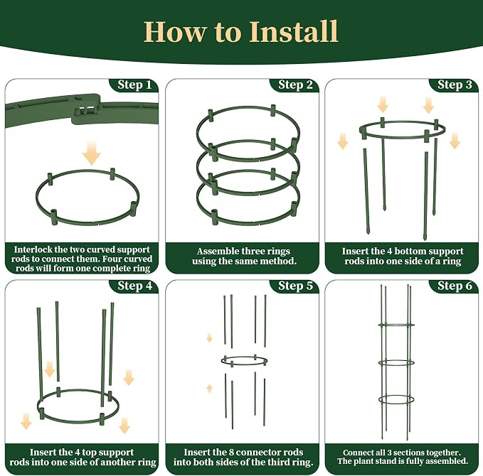 4 Pack Tomato Cages for Garden, 49" Tall Adjustable Heavy Duty Rust Resistant Tomato Trellis, with Upgraded Coupler for Raised Beds & Pots, Plant Stakes and Supports for Climbing Vegetables, Flowers