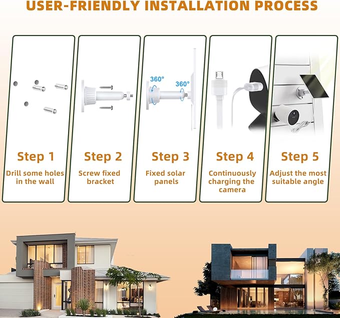 Solar Panel Compatible with Simplisafe Outdoor Camera, IP65 Waterproof, 360° Adjustable Panel for Outdoor Security Camera Series 2 Wireless and Wired, 13FT Charging Cable