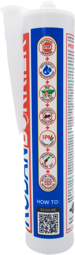 Roban Barrier Compound - Instantly Effective, Waterproof Rodent Block & Hole Filler, Metal Fiber Reinforced, Indoor/Outdoor, Paintable, Rodent Barrier