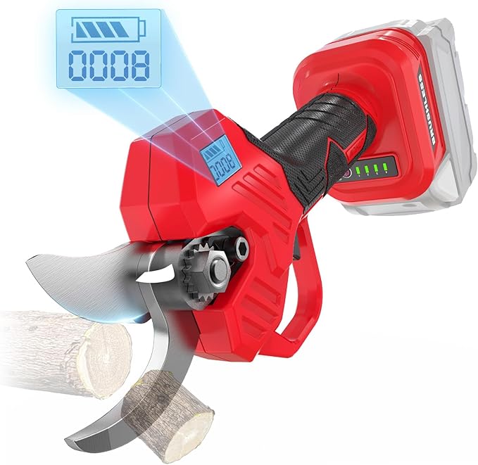 Cerycose Cordless Electric Pruning Shears Compatible with Milwaukee 18V Battery, 0.8-2-Inch Cordless Portable Pole Pruner with LCD Display & Imported SK7 Steel Blades for Gardening Shears(Tool Only)