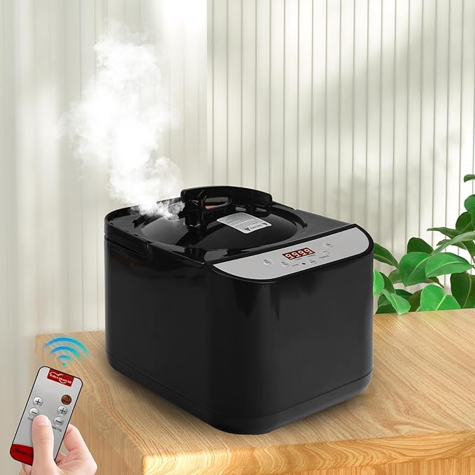 PEEKO Larger Sauna Steamer 4L, 1500W Steam Generator,Steamer Pot with Remote Control, Steam Cup, Timer, 16 Levels, 7.7”x 12.5”x9.1”,