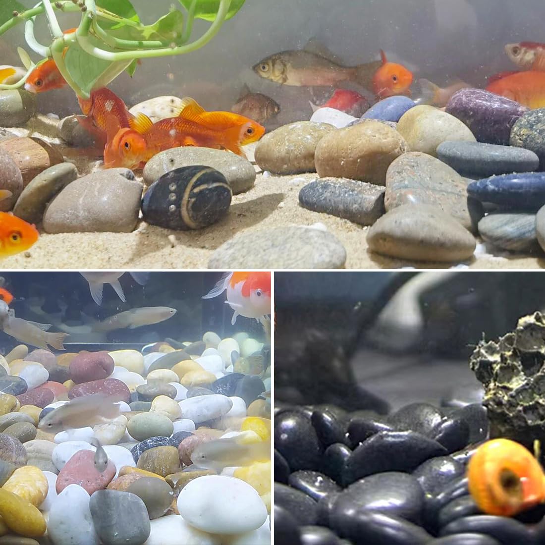 20lbs Large River Rocks for Landscaping, 3-4" Black Pebbles for Garden Design, Hand-Picked Smooth Stones for Fish Tank, Flower Pots, Indoor Water Fountains, Pathways, Backyard