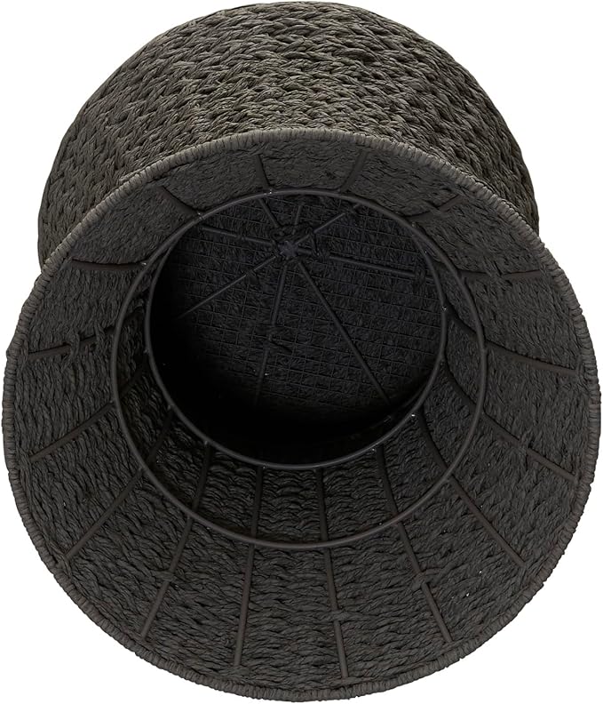 Household Essentials Handwoven Paper Rope Stool with Hourglass Shape, Gray